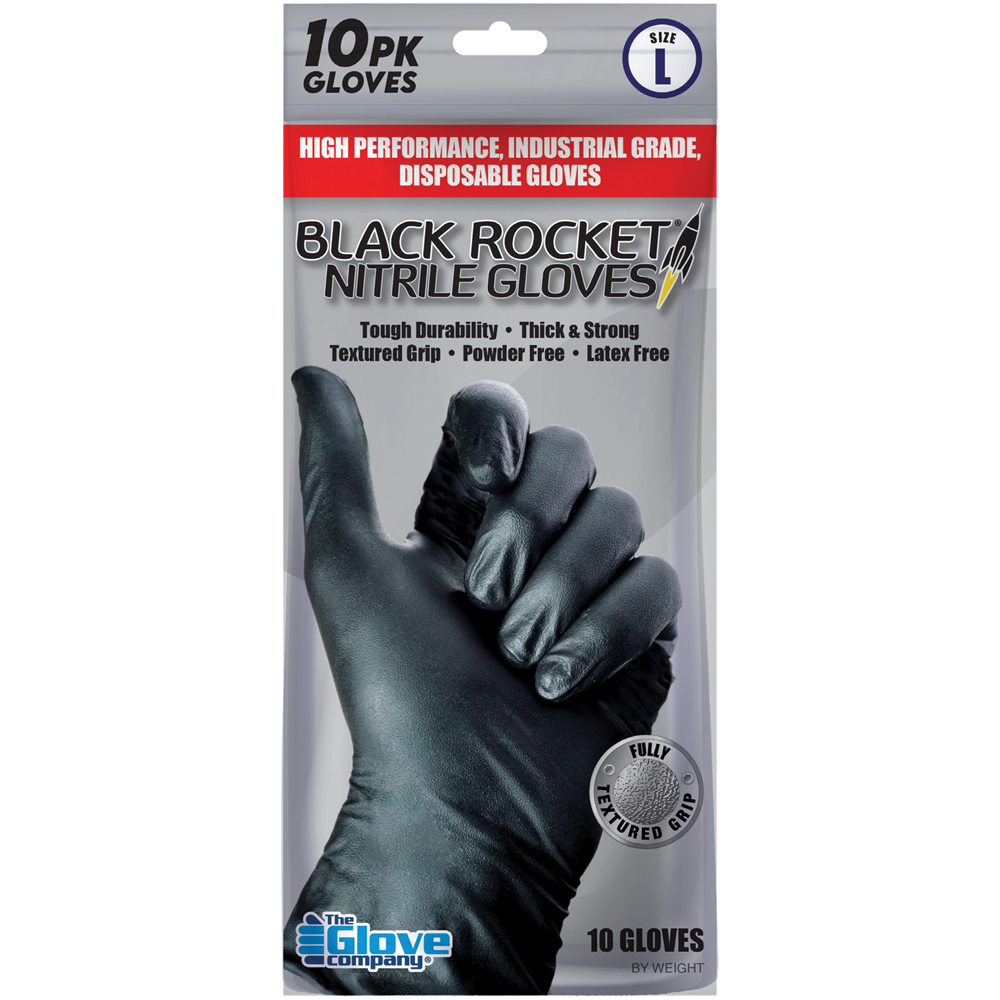 Black Rocket? Nitrile Disposable Gloves - 10 Glove Pack