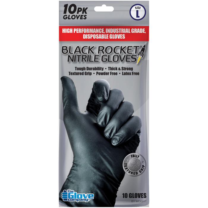 Black Rocket? Nitrile Disposable Gloves - 10 Glove Pack