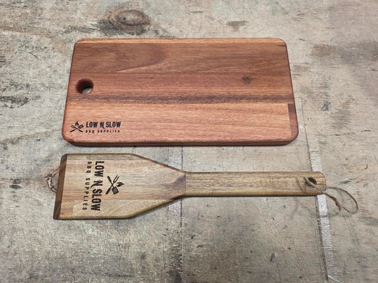 Low 'N Slow BBQ - Karri Wood Cheese Board and Scraper Combo