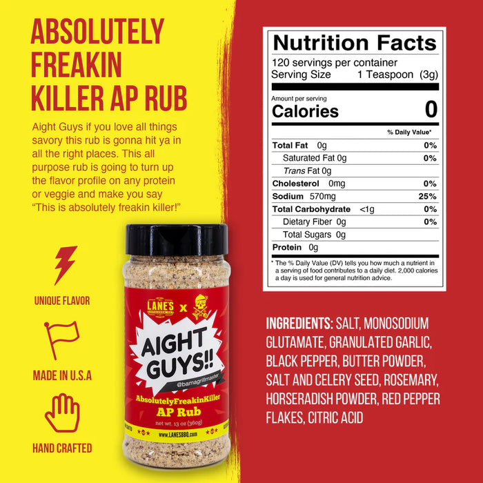 Lane's BBQ - Bama's AbsolutelyFreakinKiller AP BBQ Rub - 360g