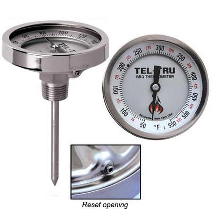 Tel-Tru BBQ Thermometer BQ300 - 3" dial & 4" stem (Calibration Function)