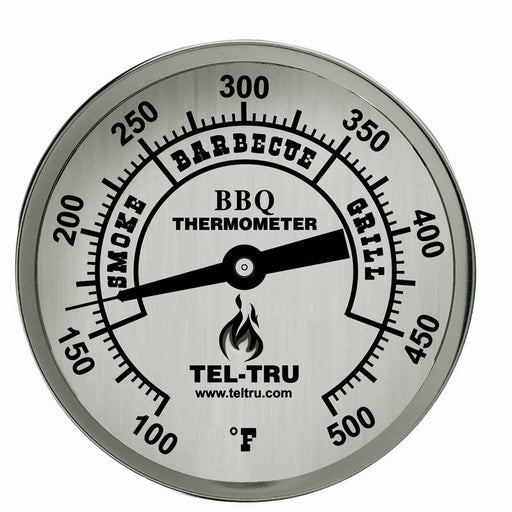 Tel-Tru BQ300 Aluminum Dial BBQ Grill Thermometer - 4 Stem