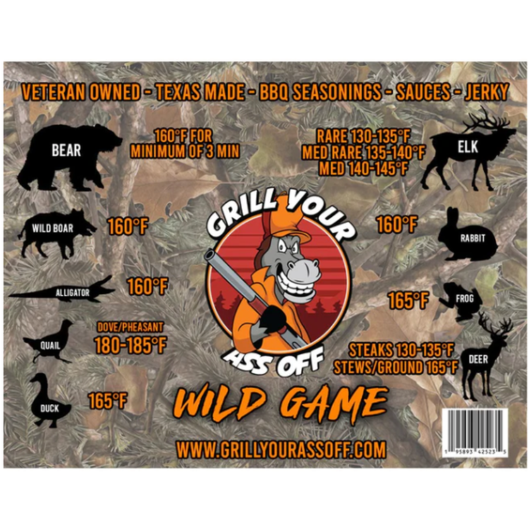 Grill Your Ass Off - Wild Game Meat Temperature Magnet